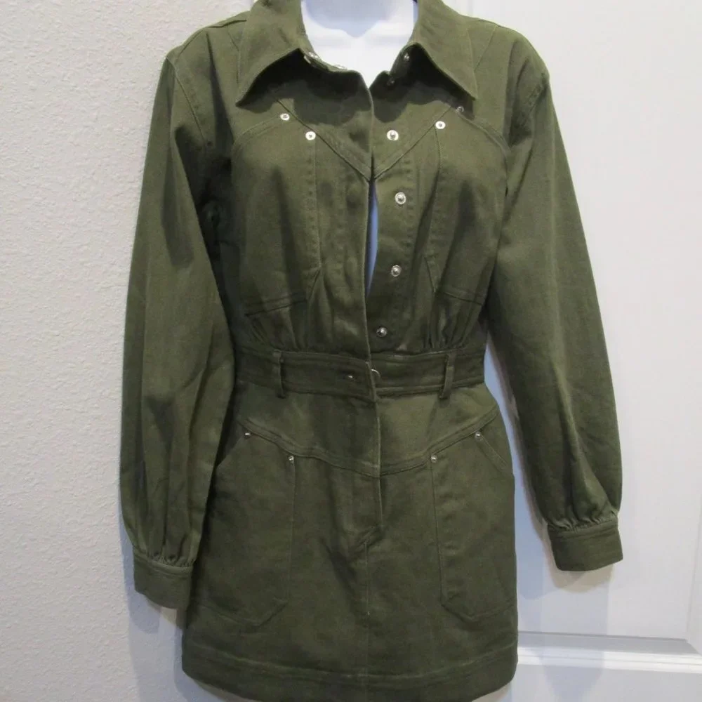 Steve Madden Olive Green Long-Sleeve Mini Dress - Picture 5 of 7